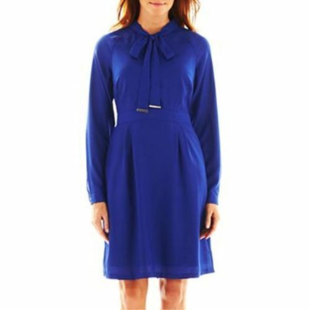 Worthington Bow-Front Blue Shirtdress Exotic Blue